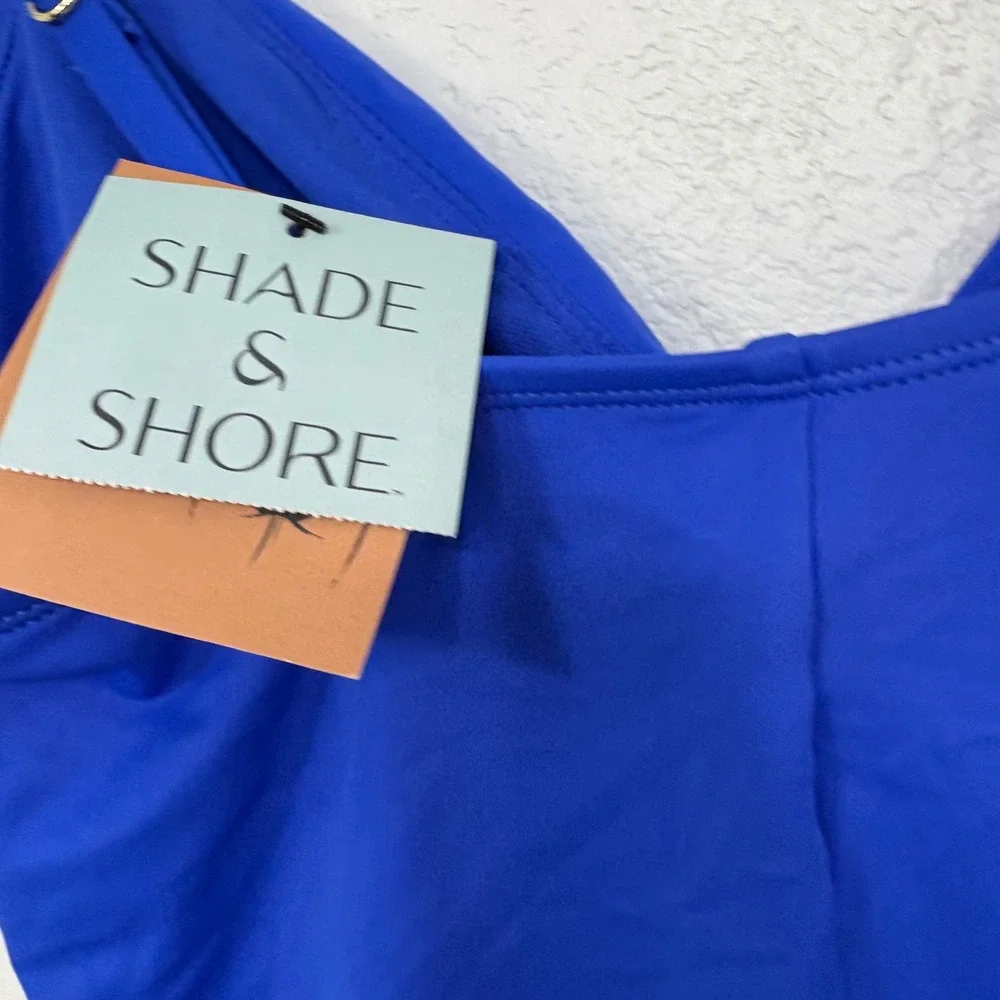 Shade &‎ Shore Blue Plunge One Piece Swimsuit Women's Size S